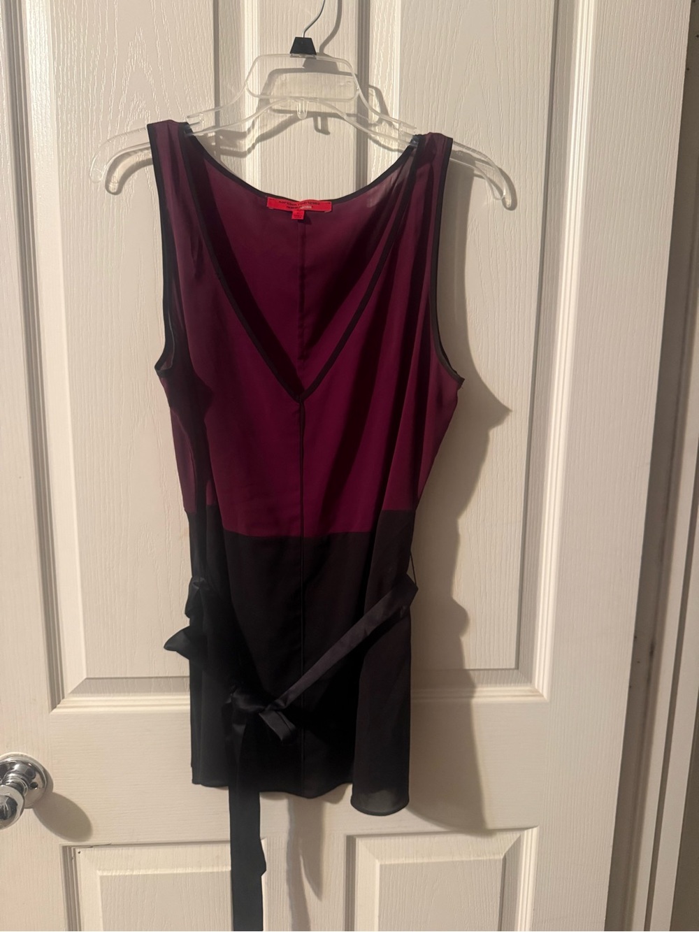 Narciso Rodriguez Burgundy and Black Colorblock Sleeveless Tank